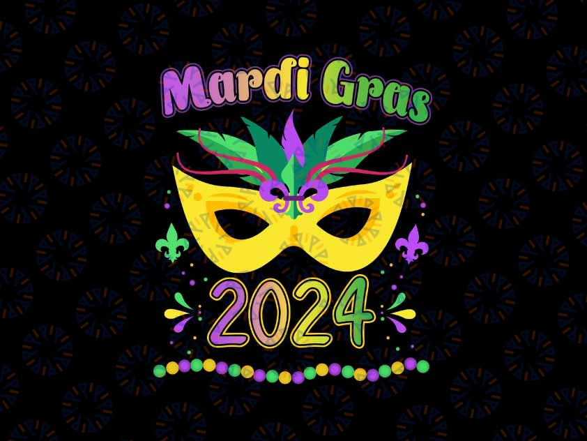 Mardi Gras 2024 With Mask Svg, Carnival Mask svg, Mardi Gras Png, Digi