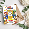 Personalized File Mario Birthday Invitation | Mario Invite | Super Brothers Boy Invite | Digital Birthday Kid Invite | Mario Brothers PNG File Only