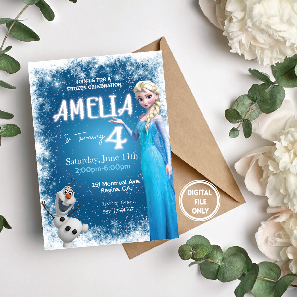 Personalized File Princess Elsa Birthday Invitation | Frozen Birthday Invitation, Printable Frozen Party invite, Winter Snow invite, Instant Download PNG File Only