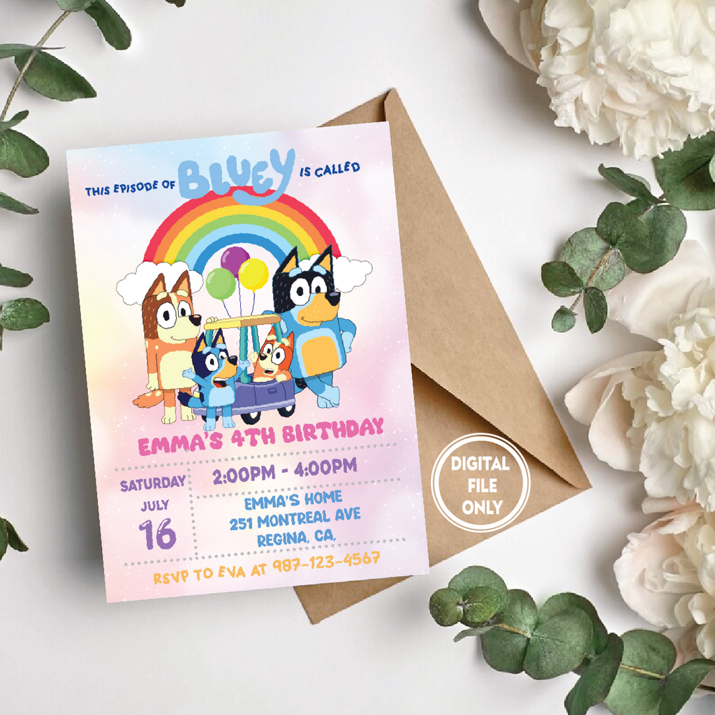 Bluey Birthday Invitation 