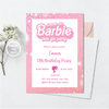 Personalized File Doll Party Invitation, Doll Birthday Party, Hot Pink Birthday Party Invitation, Pink Doll Birthday Invitation, Doll Invitation, PNG File Only