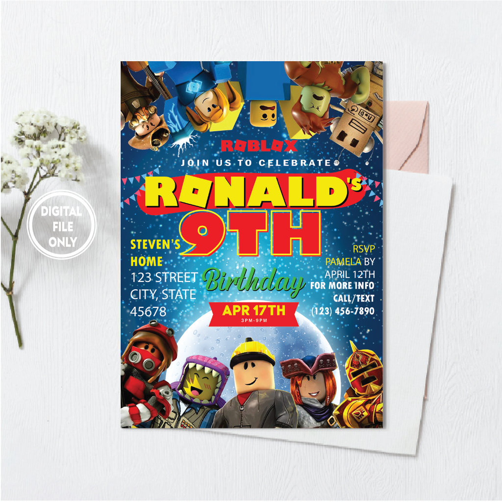 Personalized File Roblox Invite Roblox Birthday Invitation Roblox Party Invitation Roblox Invitation Printable Birthday Kids Birthday Digital Kids Party 5x7 PNG File Only