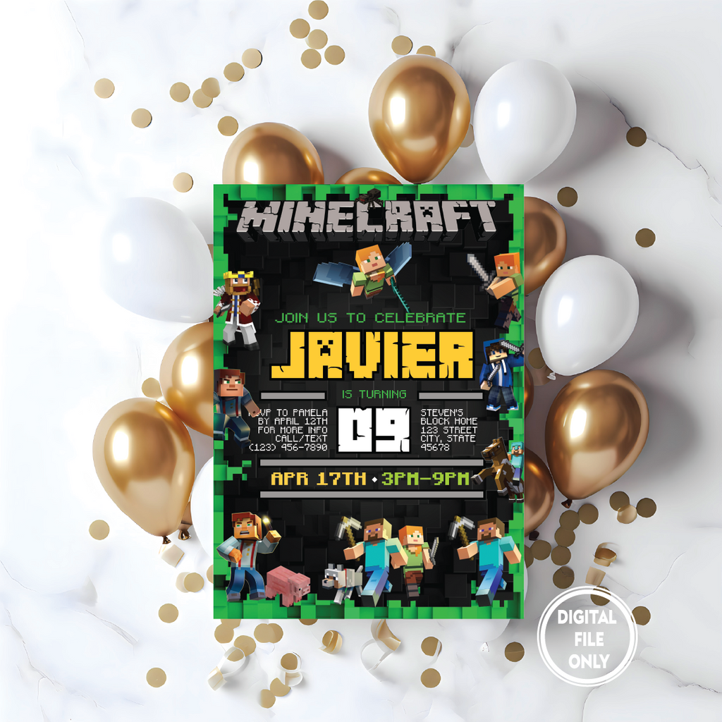 Minecraft Birthday Invitation Printable Instant Download