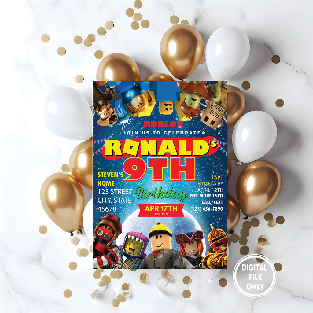 Personalized File Roblox Invite Roblox Birthday Invitation Roblox Party Invitation Roblox Invitation Printable Birthday Kids Birthday Digital Kids Party 5x7 PNG File Only