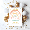 Personalized File Rainbow Birthday Invitation for Girls, Gold Stars Modern, Fun Girls Birthday Invitation ,Printable Download PNG File Only