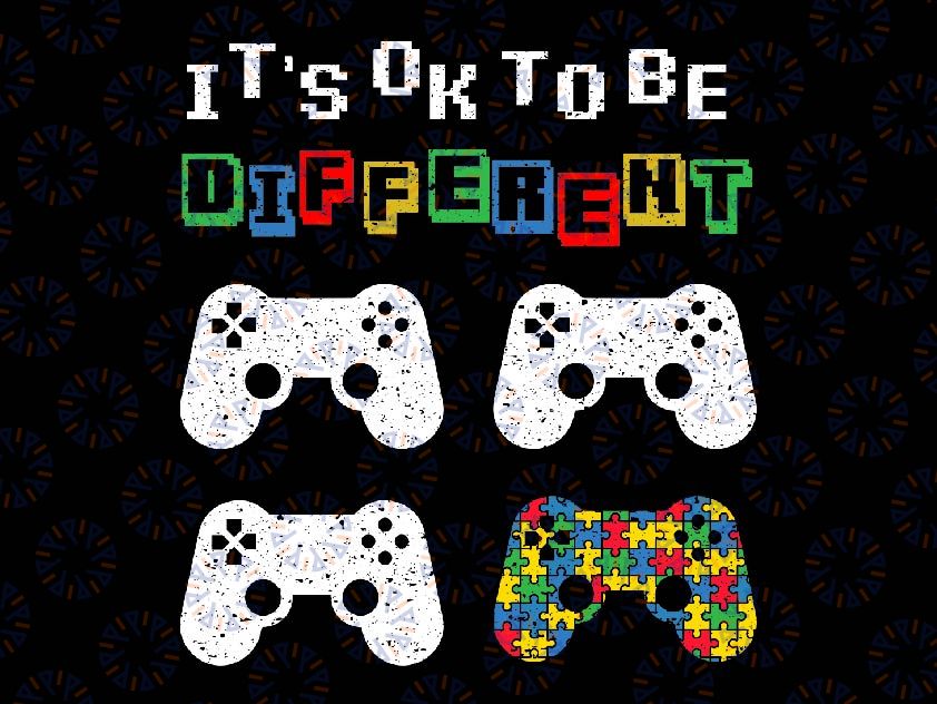 Its Ok To Be Different Autism Awareness Svg, Dinosaur Game Controller Svg, Autism Awareness Png, Digital Download