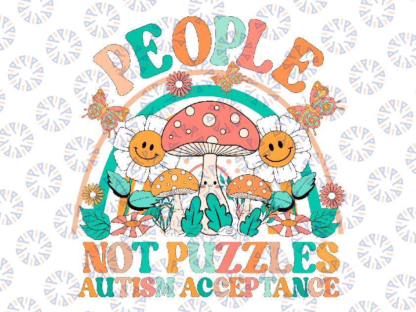 Autism Awareness Acceptance People Not Puzzles Png, Autism Acceptance Rainbow Png, Autism Awareness Png, Digital Download