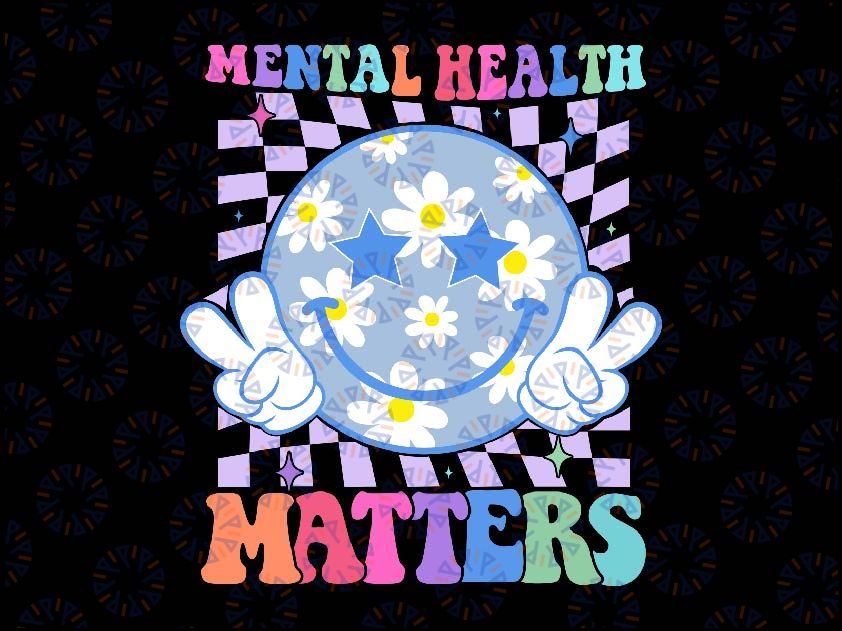 Groovy Mental Health Matters Autism Svg, Flower Autism Smile Face Svg, Autism Awareness Png, Digital Download