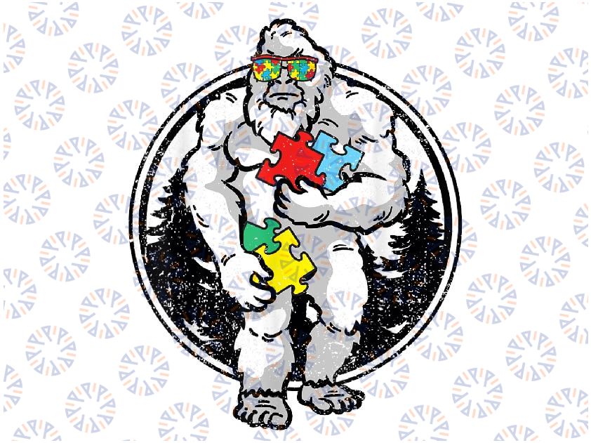 PNG ONLY Bigfoot Autism Awareness Png, Puzzle Piece Autistic Warrior Png, Autism Awareness Png, Digital Download