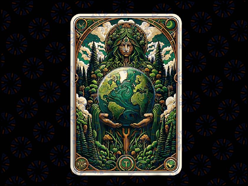 PNG ONLY Earth's Guardian Enchanting Nature Art Tarot Card Png, Earth Day Png, Digital Download