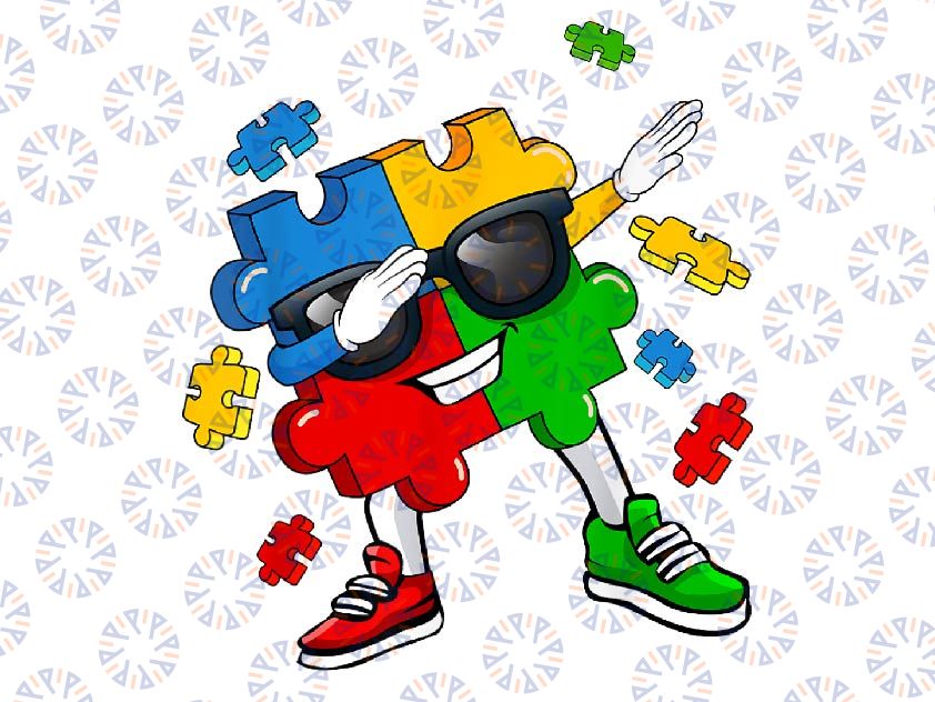 PNG ONLY Dabbing Puzzle Piece Sunglasses Autism Png, Autism Puzzle Piece Png, Autism Awareness Png, Digital Download