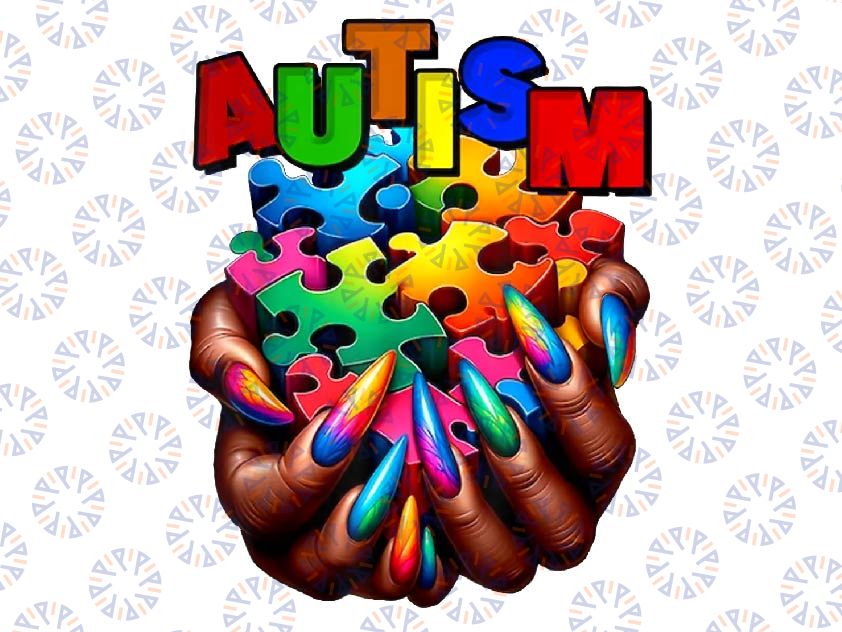 PNG ONLY Autism Awareness Hand Black Png, Autism Mom Puzzle Piece Png, Autism Awareness Png, Digital Download