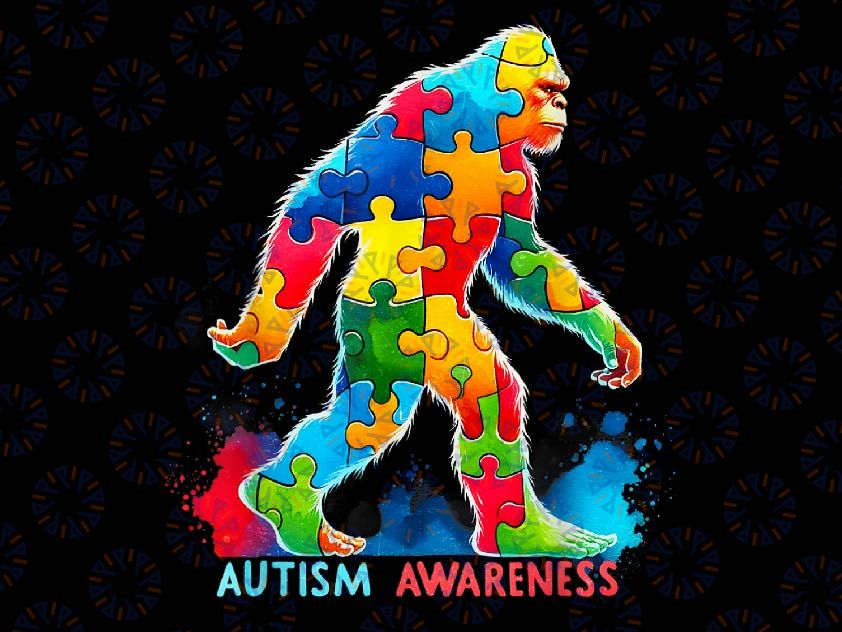 PNG ONLY Autism Awareness Bigfoot Colorful Png, Bigfoot Puzzle Support Autism Png, Autism Awareness Png, Digital Download