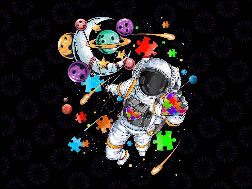 PNG ONLY Space Astronuat Balloon Autism Png, Solar System Autism Png, Autism Awareness Png, Digital Download