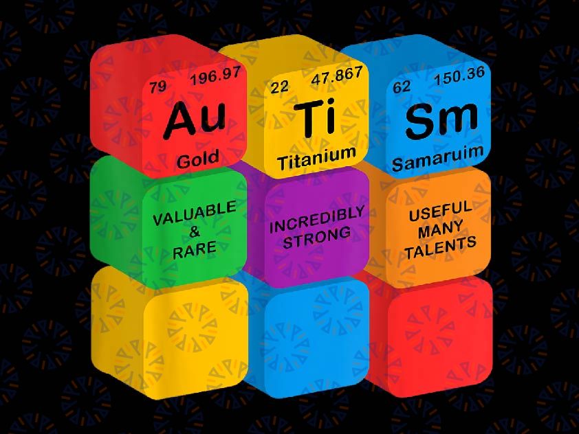 PNG ONLY Funny Autism Awareness Elements Periodic Table Chemistry Png, Autism Awareness Png, Digital Download