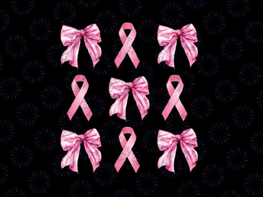 Cancer Awareness Pink Ribbon Bow Coquette Png, Watercolor Coquette Breast Cancer Png, Breast Cancer Awareness Png, Digital Download