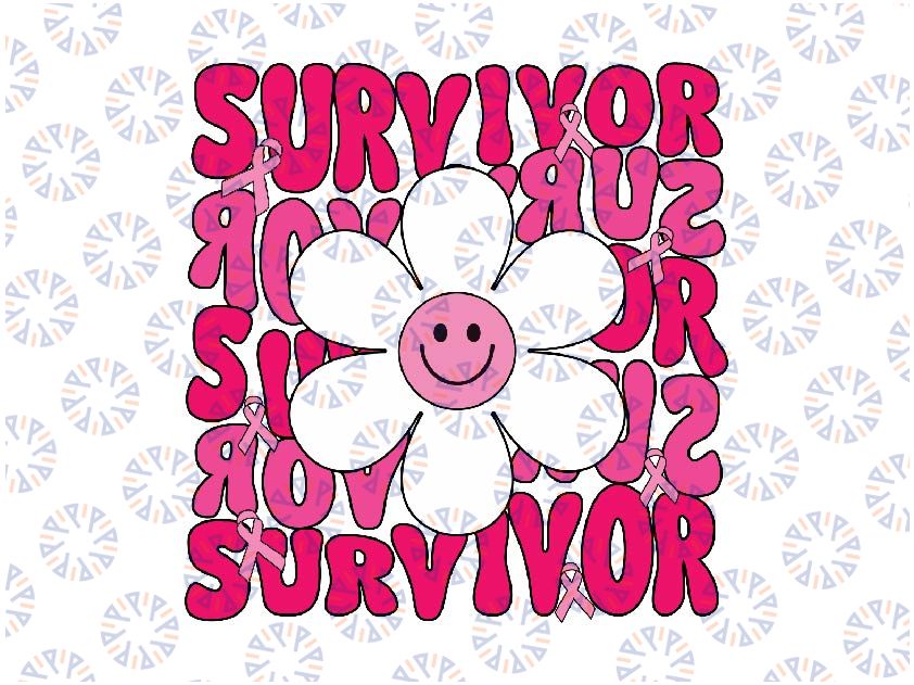Retro Groovy Breast Cancer Svg, Survivor Breast Cancer Awareness Svg, Cancer Awareness Png, Digital Download