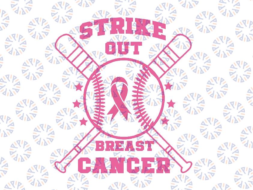 Strike Out Breast Cancer Awareness Svg, Warrior Breast Cancer Svg, Pink Ribbon Baseball Cancer Support Svg, Digital Download