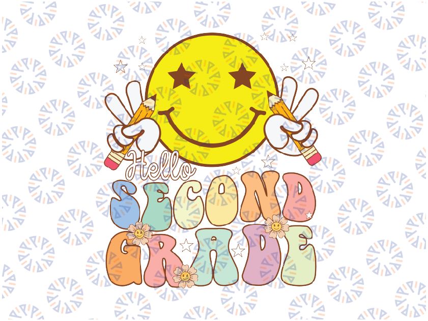 Personalized Grade Hello Second Grade Svg, Funny Smile Face 2nd Grade Back To School Svg, Back To School Png, Digital Download