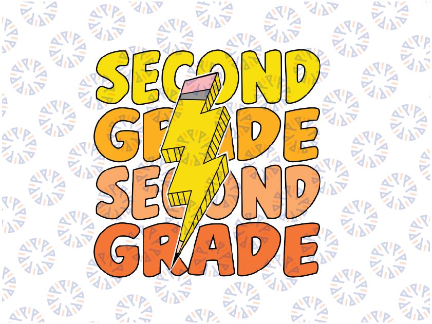 Second Grade Rock Svg, Lightning Bolt School Svg, 2nd Grade Back To School Svg, Back To School Png, Digital Download