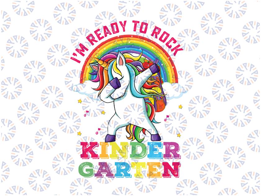 Kids Dabbing Unicorn Im Ready To Rock Kindergarten Png, Dabbing Unicorn Day Of School Png, Back To School Png, Digital Download