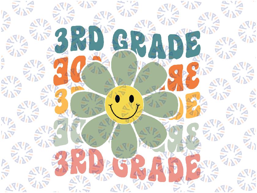 Retro 3rd Grade Daisy Colorful Back To School Third Grade Svg, 3rd Grade Vibes Svg, Back To School Png, Digital Download