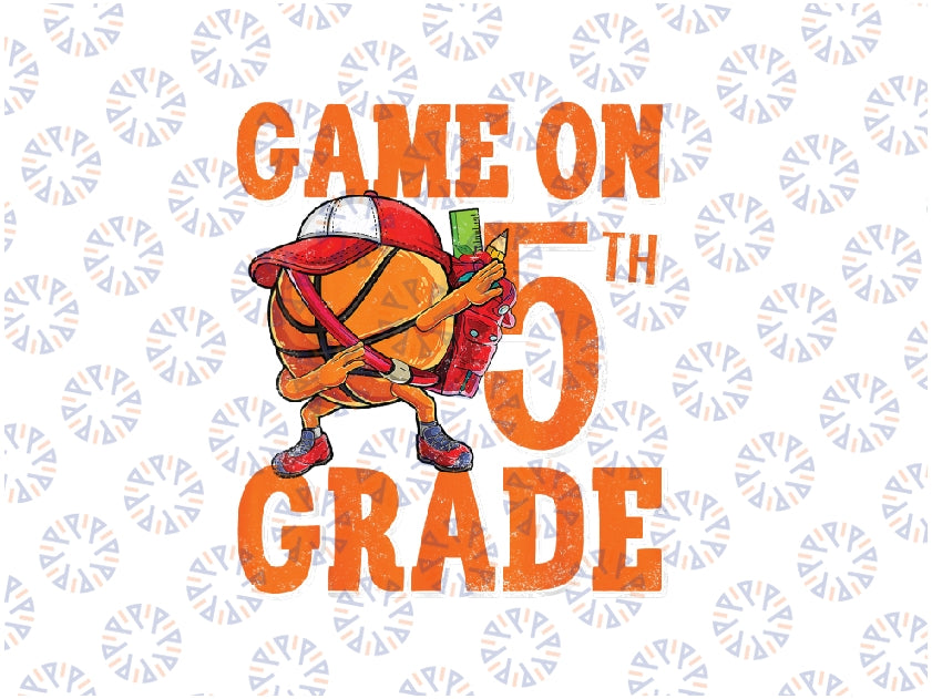 Game On 5th Grade Basketball Dabbing Retro Player Backpack Png, Back To School Png, Digital Download