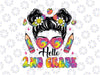Hello 2nd Grade Second Tie Dye Mes-sy B-un Girl Png, 2nd Grade Messy Bun Png, Back To School Png, Digital Download