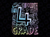 Tie Dye Typography 4th Grade Png, Fourth Grade Teacher Png, Back To School Png, Digital Download