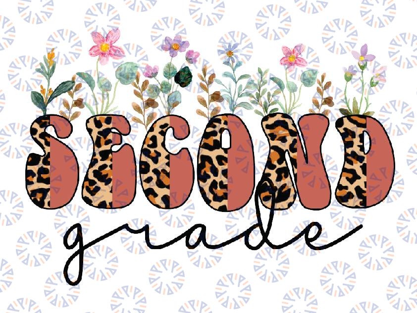 Retro Second Grade Teachers Leopard Png, Leopard Second Grade Png, Back To School Png, Digital Download