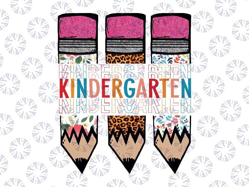 Kindergarten Leopard Pencil Png, Retro Teachers Leopard Glitter Png, Back To School Png, Digital Download