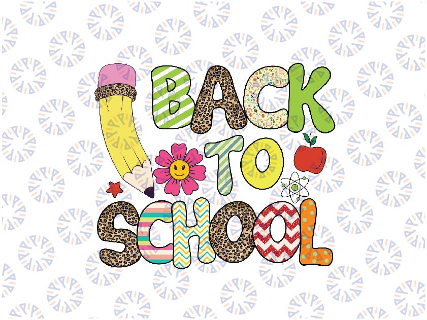 Welcome Back To School First Day Of School Teacher Leopard Png, Back To School Png, digital download