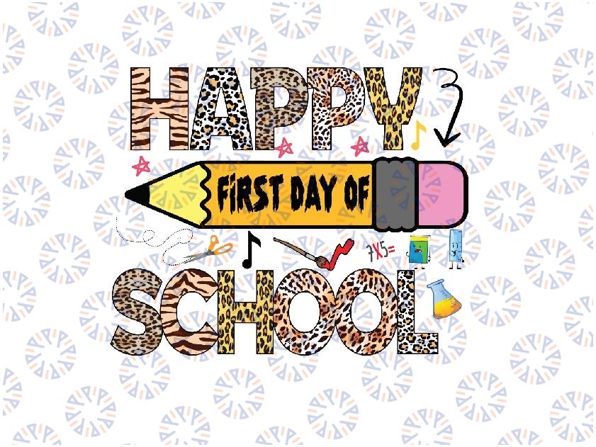 Happy First Day Of School Teacher Leopard Png, Funny Back To School Png, Back To School Png, digital download