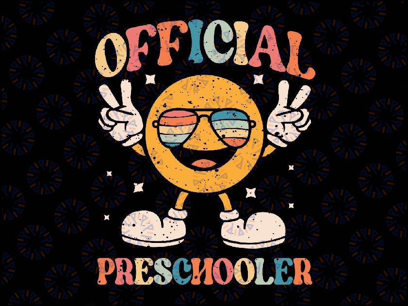 Official Preschooler Svg, Preschool Retro Back To School Smiley Face Svg, Back To School Png, digital download