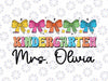 Personalized Name Kindergarten Teacher Back to School Svg, Teacher Bright Dalmatian Dots Svg, Back To School Png, Digital Download