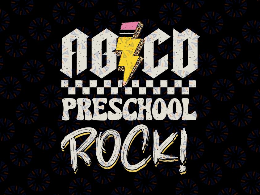 ABCD Preschool Rocks Svg, Preschool Teacher Retro Svg, Back To School Png, Digital Download