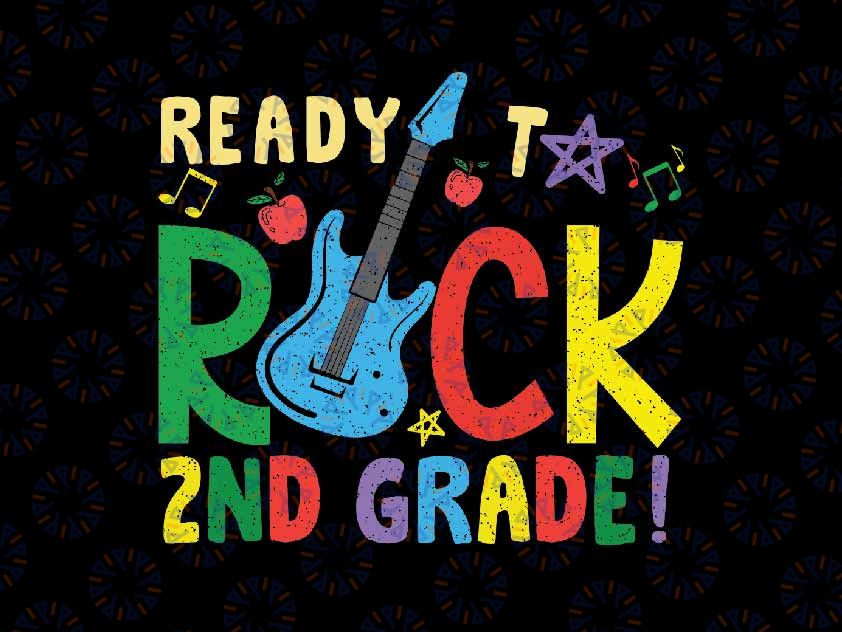 Ready To Rock 2nd Grade Svg, Funny Guitar Rock Retro Svg, Back To School Png, Digital Download