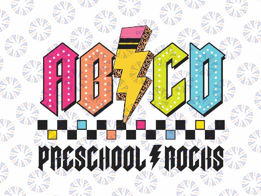 ABCD Preschool Rocks Pencil Lightning Teachers Rock Svg, Back To School Png, Digital Download