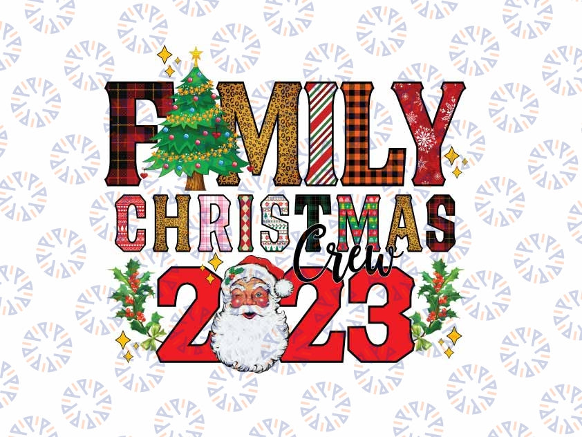 Retro Family Christmas Crew 2023 Matching Family Png, Family Christmas 2023 Leopard Png, Christmas Png, Digital Download