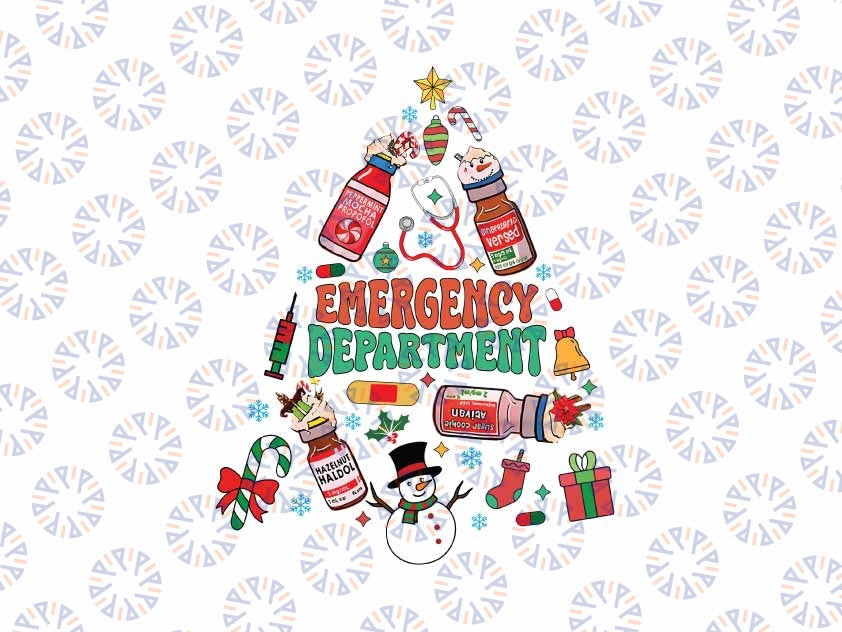 Christmas ER Nurse Tree Png, Xmas ER Crew Funny ER Ed Nurse Tech Png, Emergency Department Png, Christmas Png, Digital Download