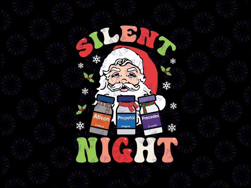 Silent Night Santa Christmas Png, Retro ICU Nurse Png, Santa's Helpers Anesthesiologist CRNA Png, Christmas Png, Digital Download