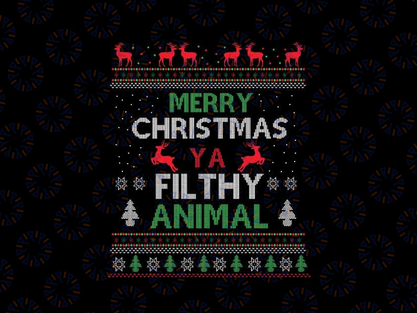 Merry Christmas Animal Filthy Ya Xmas Png, Retro Reindeer christmas Png, Christmas Png, Digital Download