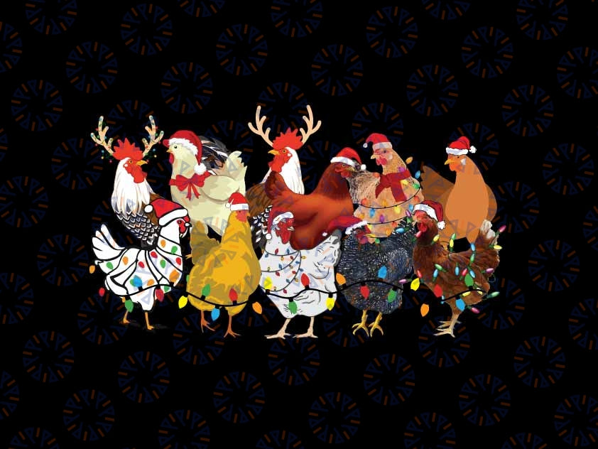 Chicken Christmas Lights Png, Farm Animal Christmas Png, Funny Chicken Lover Xmas, Christmas Png, Digital Download