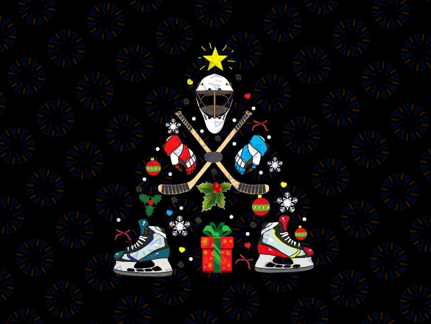 Hockey Christmas Tree Png, Ice Hockey Player Xmas Png, Ice Hockey Athlete Xmas Png, Christmas Png, Digital Download