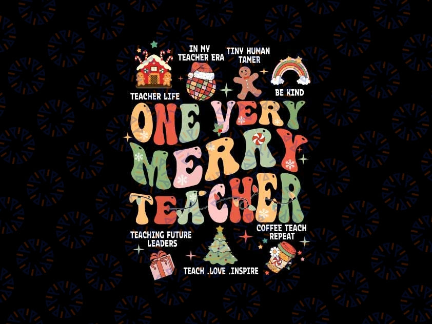 Funny Xmas Holiday Very Merry Teacher Png, Teacher Christmas Retro Png, Christmas Png, Digital Download
