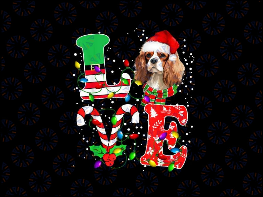 Love Cavalier King Charles Spaniel Dog Christmas Png, Christmas Love Dog Png, Chistmas Png, Digital Download