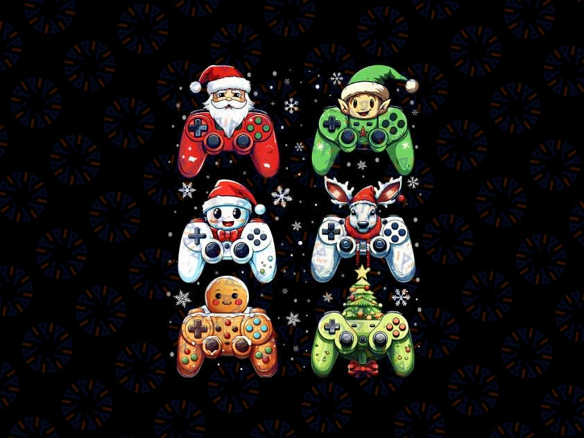 Christmas Santa E-l-f Snowman Cookie Gaming Png, Video Game Controller Christmas Png, Chistmas Png, Digital Download