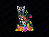 Dia De Los Muertos Cat Figurine Day of the Dead Png, Funny Christmas Cat Flower Png, Chistmas Png, Digital Download