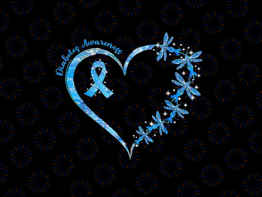 In November We Wear Blue Cure Diabetes Awareness Love Heart Png, Diabetes Awareness Blue Png, Digital Download