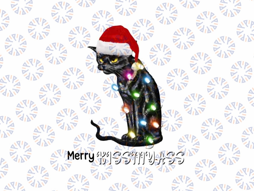 Merry Kissmyass Funny Cat Christmas Lights Png, Merry Catmas, Cat Christmas Tree Png, Chistmas Png, Digital Download